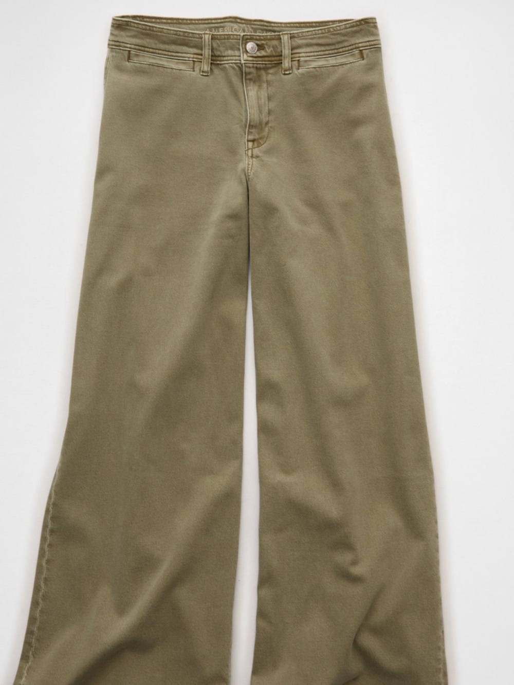 American Eagle Wide Leg Stretch Mariner Jeans in Normal Olive High Waist Sz 4 - Picture 4 of 7